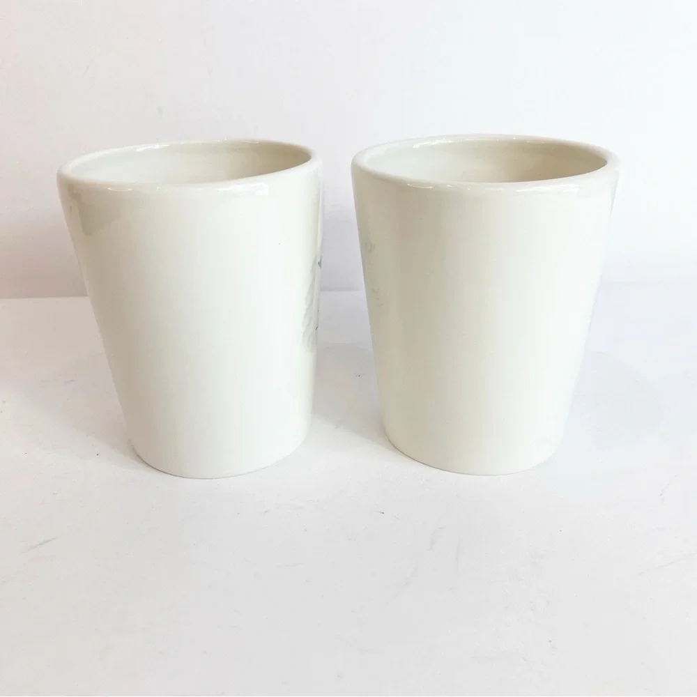 Retired Williams Sonoma Snowman Skiing Mugs~Set of 2 Christmas Winter Holiday